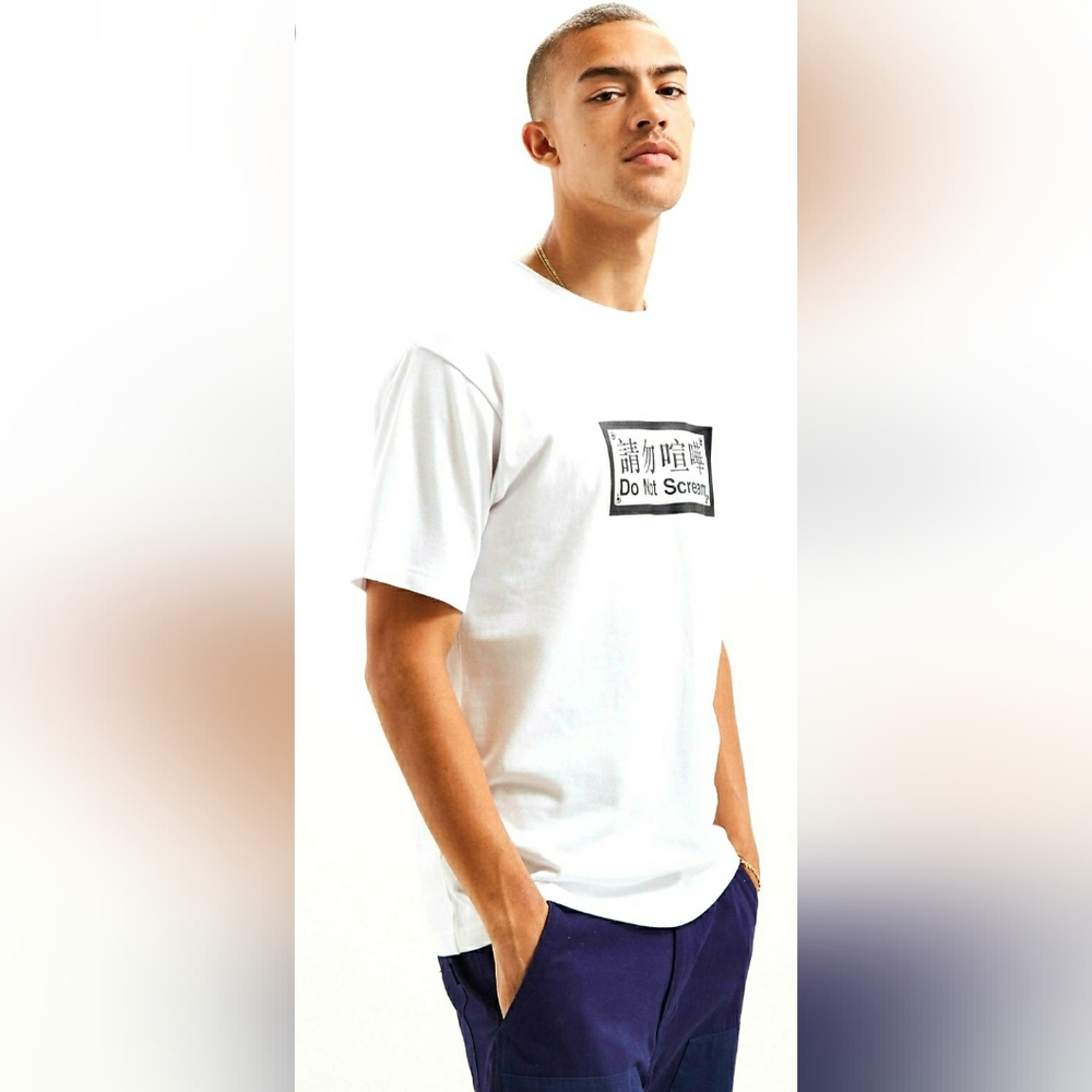 Publish Brand Men's Large White & Black Graphic T-Shirt Casual Utility Eclectic